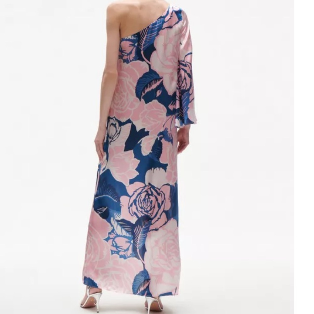 Figue Greta Floral-Print One-Shoulder Slit-Hem Silk Maxi Dress - Picture 9 of 16